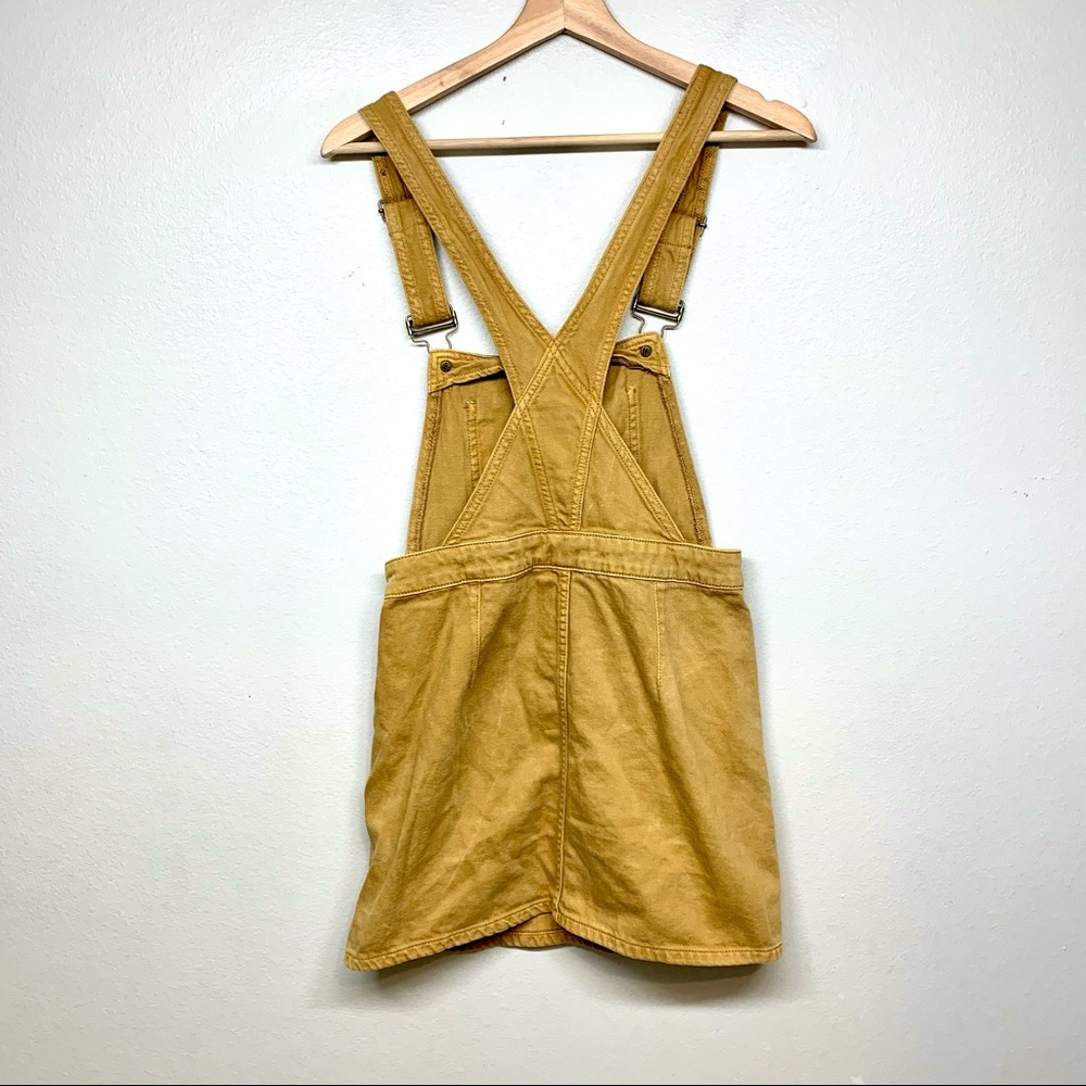 Free People Mustard Yellow Button-Side Denim Pinafore Jumper - Picture 2 of 11